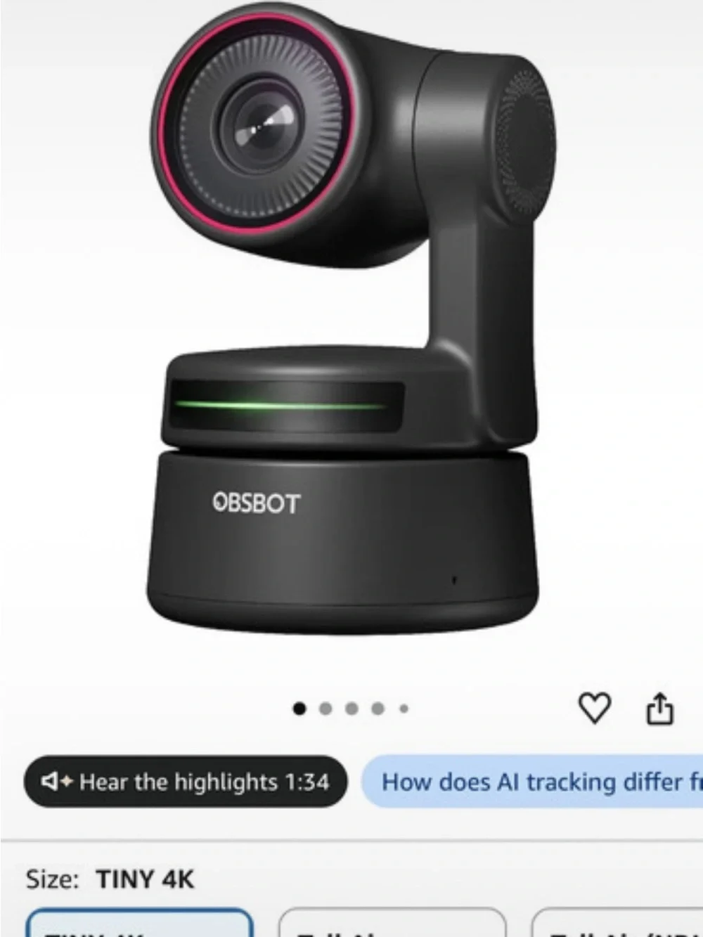 Black and Red PTZ Webcam with Remote Control